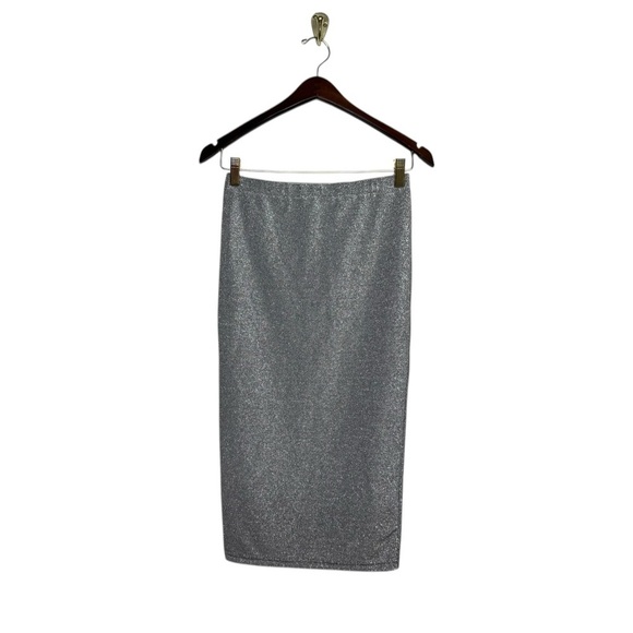 NWT REVOLVE BY THE WAY Eliza Shimmer Skirt Silver S - Picture 6 of 11